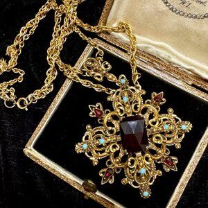 Vintage Florenza Victorian Cross Necklace